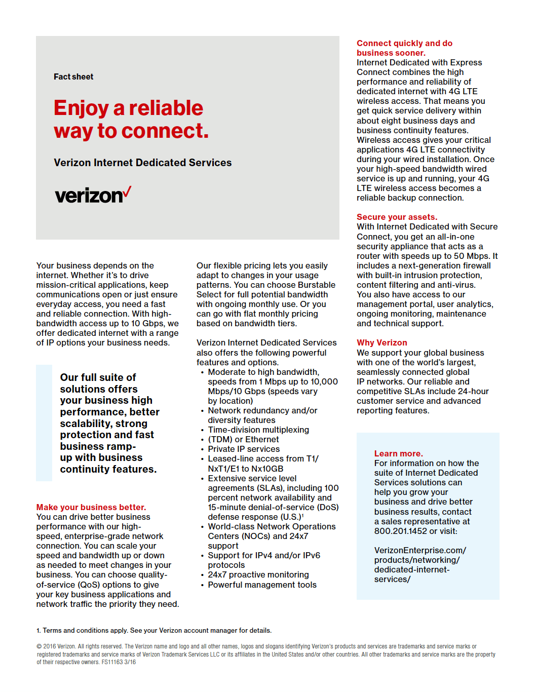 Internet Dedicated Services fact sheet